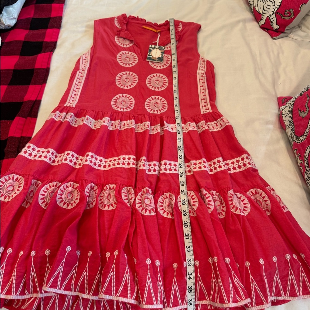 Oliphant Red Sleeveless Embroidered Midi Dress - Picture 6 of 8
